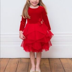 David Charles Red Velvet Dress - Size 4Y
